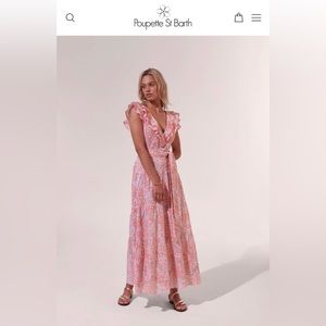 Super gorgeous & lightweight Poupette St Barth floral maxi dress w/self tie, Med
